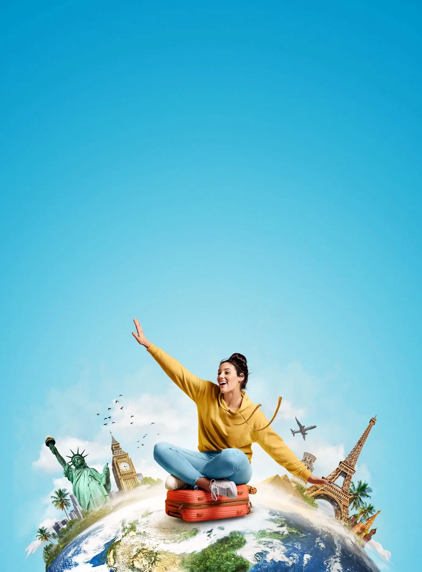 Full-length shot of a woman, travel concept.